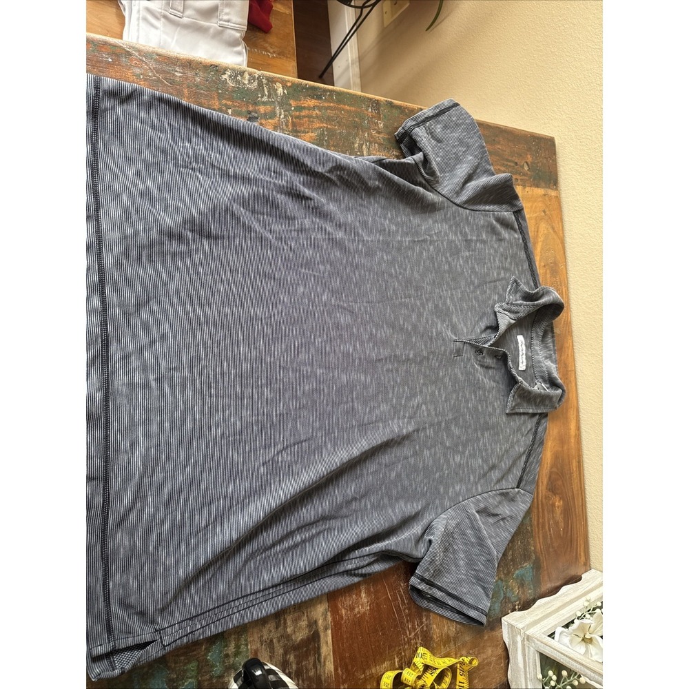 Tommy Bahama Polo Shirt Adult XXL 2XL Black Stripe Golf Modal Casual Soft Mens!!